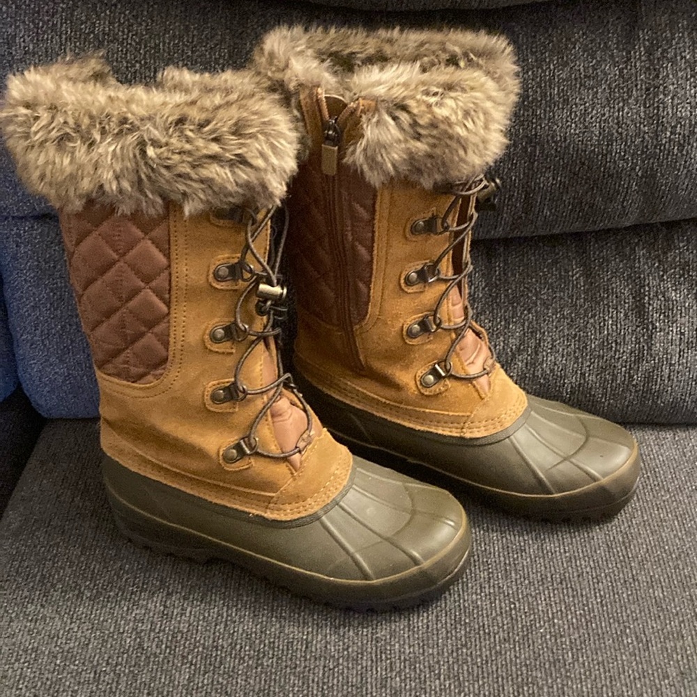 Women's Brown Land's End Alpine Squall Tall Snow boots Size 7